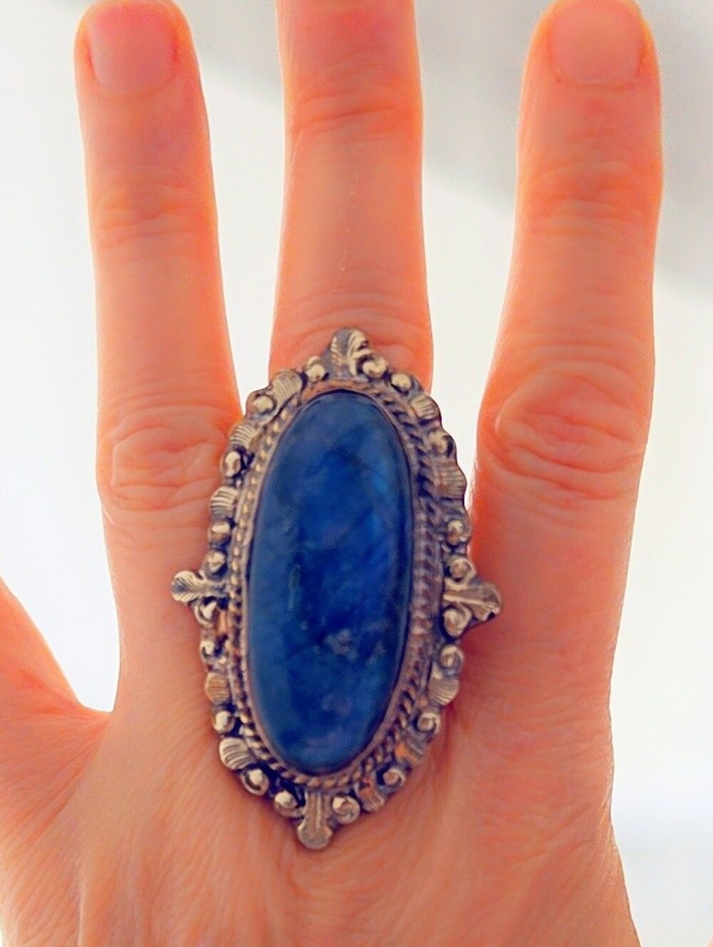 XL Labradorite Handcrafted Tibetan Ring